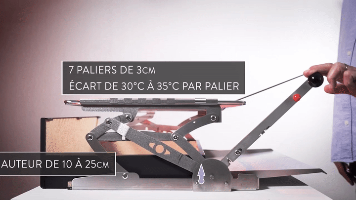 Principe de fonctionnement du barbecue M.FOG – réglage de la hauteur de grille